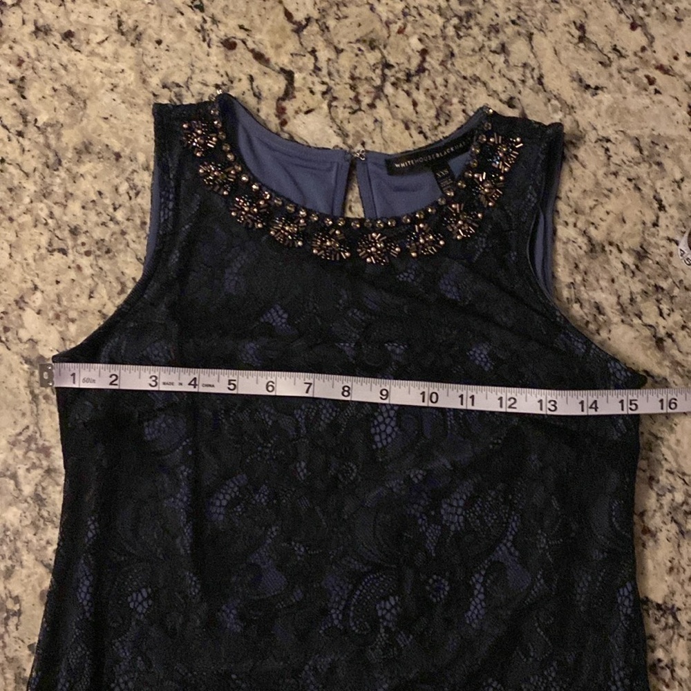 White House Black Market Blue Black Sleeveless Lace Shell Top XXS AE19 - Picture 13 of 14